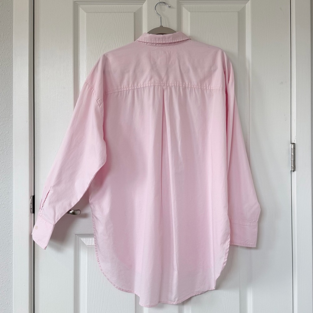 Anthropologie Maeve Bennett Oversized Button Down Shirt in Light Pink - Picture 4 of 8
